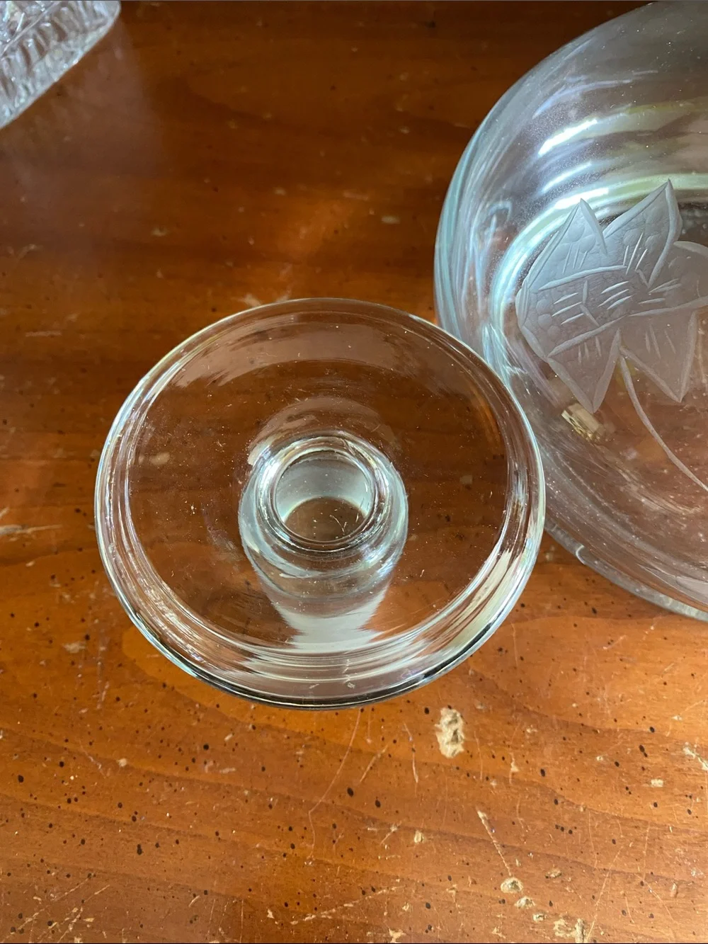 Vintage Etched Handblown Glass Wine Decanter